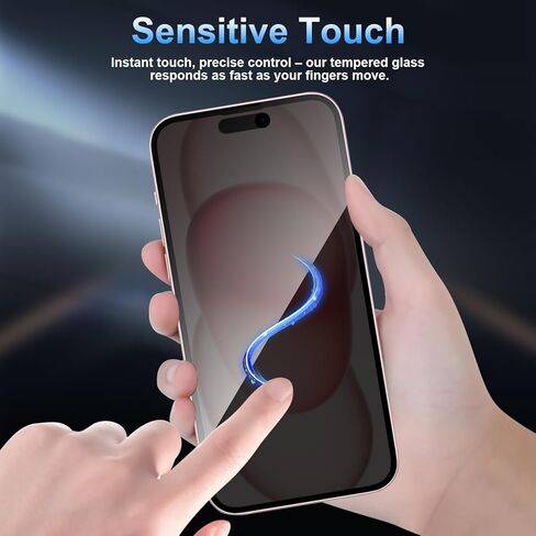 3 Pack Privacy Screen Protector for iPhone 15 [Anti-Spy Tempered Glass], Ultra HD, Anti-Scratch, Bubble-Free, Easy Install 9H Protective Glass for iPhone 15 in Saudi Arabia