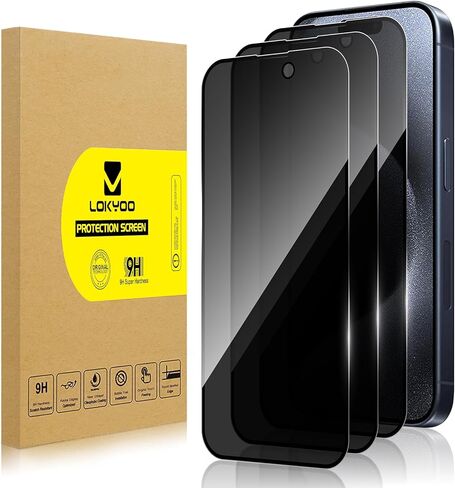 3 قطع واقي شاشة للخصوصية لهاتف iPhone 15 Pro [زجاج مقسى مضاد للتجسس]، فائق الدقة، مضاد للخدش، خالٍ من الفقاعات، زجاج واقي سهل التركيب 9H لهاتف iPhone 15 Pro in Saudi Arabia