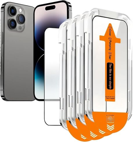 for iPhone 17 Pro Screen Protector 4 Pack [9H+ Tempered Glass] [Military-Grade Drop Protection] [Easy Installation] Shockproof Full Edge Coverage 6.3 Inch 2025 in Saudi Arabia