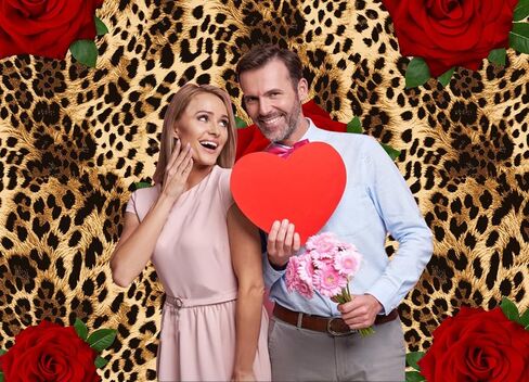 7x5ft Leopard Print Rose Photo Backdrop Valentine's Day Photography Backdrop Red Rose Backdrops for Valentine's Day Wedding Birthday Party Decorations Banner Background Studio Prop in Saudi Arabia