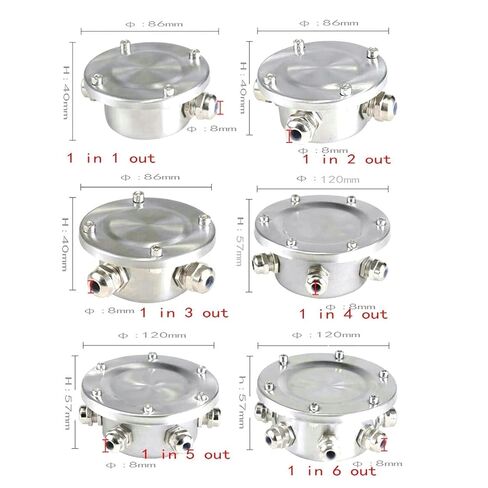 Underwater Waterproof Connection Box - IP68 Sealed 304 Stainless Steel Outdoor Light Junction Box, Swimming Pool Underwater Fountain Light Transition Head, for Underwater Lights, Fountain(1 in 4 Out) in Saudi Arabia