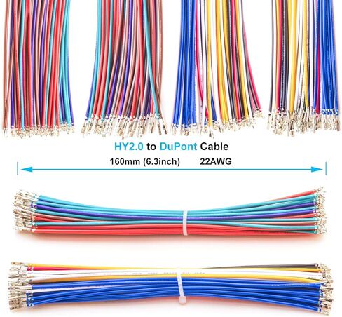 JST HY2.0 to Dupont2.54 JST Dupont Connector Kit and Pre-Crimped 22AWG Cable,Compatible with JST-HY 2.0mm & Dupont 2.54mm Cable 1/2/3/4/5/6/7/8/9/10Pin Housing 160mm Wire (HY-to-Dupont) in Kuwait