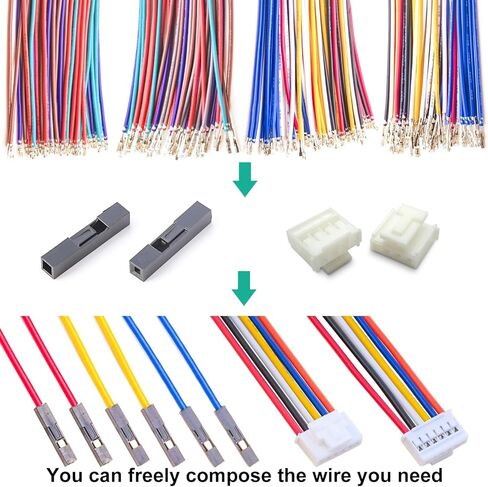 JST HY2.0 to Dupont2.54 JST Dupont Connector Kit and Pre-Crimped 22AWG Cable,Compatible with JST-HY 2.0mm & Dupont 2.54mm Cable 1/2/3/4/5/6/7/8/9/10Pin Housing 160mm Wire (HY-to-Dupont) in Kuwait