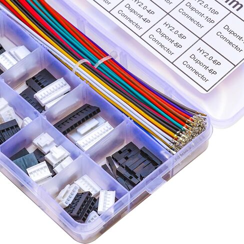 JST HY2.0 to Dupont2.54 JST Dupont Connector Kit and Pre-Crimped 22AWG Cable,Compatible with JST-HY 2.0mm & Dupont 2.54mm Cable 1/2/3/4/5/6/7/8/9/10Pin Housing 160mm Wire (HY-to-Dupont) in Kuwait