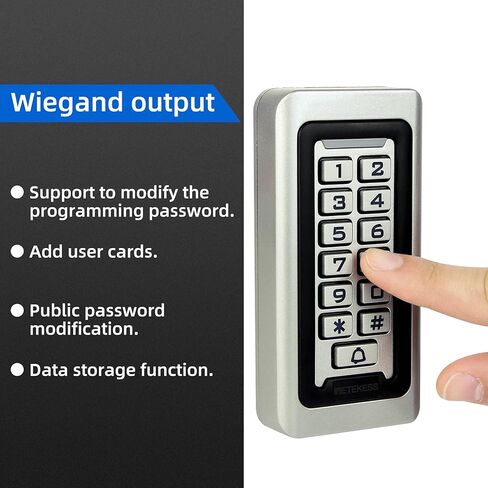 لوحة مفاتيح التحكم في الوصول الآمن Retekess T-AC03، لوحة مفاتيح RFID، التحكم في الوصول إلى الباب، لوحة مفاتيح مستقلة، 2000 مستخدم، Wiegand 26 بت، دعم بطاقة RFID القرب (حزمة من 2) in Kuwait