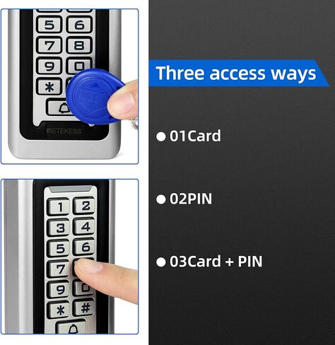 لوحة مفاتيح التحكم في الوصول الآمن Retekess T-AC03، لوحة مفاتيح RFID، التحكم في الوصول إلى الباب، لوحة مفاتيح مستقلة، 2000 مستخدم، Wiegand 26 بت، دعم بطاقة RFID القرب (حزمة من 2) in Kuwait