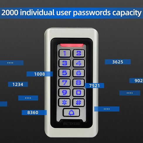 لوحة مفاتيح التحكم في الوصول الآمن Retekess T-AC03، لوحة مفاتيح RFID، التحكم في الوصول إلى الباب، لوحة مفاتيح مستقلة، 2000 مستخدم، Wiegand 26 بت، دعم بطاقة RFID القرب (حزمة من 2) in Kuwait