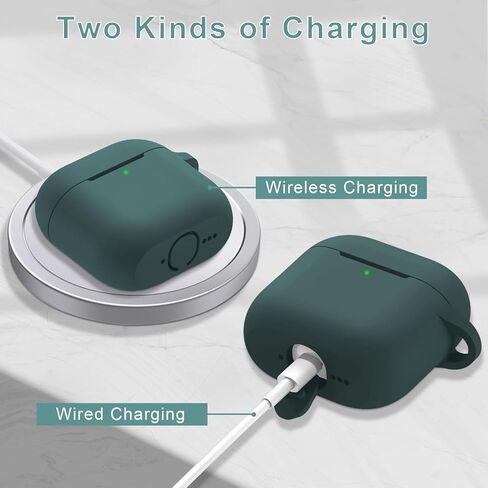 Compatible with AirPods 4 Generation Case[2024], Soft Silicone Headphone with Keychain|Hand Strap, Full Protective Charging Earphone Cover for Airpods 4th Gen-Pine Green in Saudi Arabia