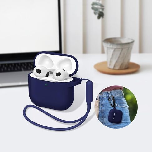 Compatible with AirPods 4 Generation Case[2024], Soft Silicone Headphone with Keychain|Hand Strap, Full Protective Charging Earphone Cover for Airpods 4th Gen-Pine Green in Saudi Arabia
