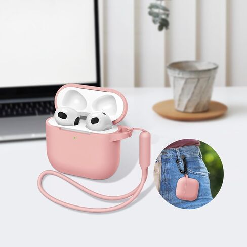 Compatible with AirPods 4 Generation Case[2024], Soft Silicone Headphone with Keychain|Hand Strap, Full Protective Charging Earphone Cover for Airpods 4th Gen-Pine Green in Saudi Arabia