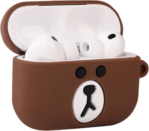 حافظة متوافقة مع Apple Airpods Pro 3، غطاء نحيف واقٍ من الرسوم المتحركة اللطيفة والمضحكة مع سلسلة مفاتيح (دب بني صغير) in Kuwait
