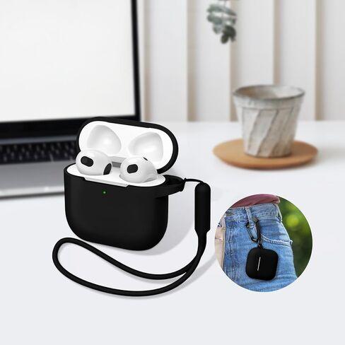 Compatible with AirPods 4 Generation Case[2024], Soft Silicone Headphone with Keychain|Hand Strap, Full Protective Charging Earphone Cover for Airpods 4th Gen-Pine Green in Saudi Arabia