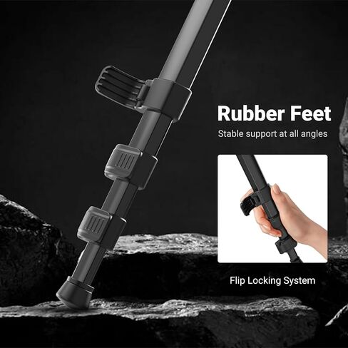 NEEWER Basics TP12 66.5"/169 cm Travel Tripod for Camera & Phone + PA001 Metal Phone Tripod Mount with Cold Shoe Mounts, Lightweight Portable DSLR Stand Compatible with iPhone, Max Load 11 lb in Saudi Arabia