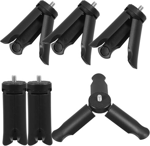 Mini Tripod Camera Mount Adapter with 1/4 Screw Portable Foldable Bracket for DSLR, Smartphone and LED Fill Light Photography, Black, 6pcs Set in Saudi Arabia