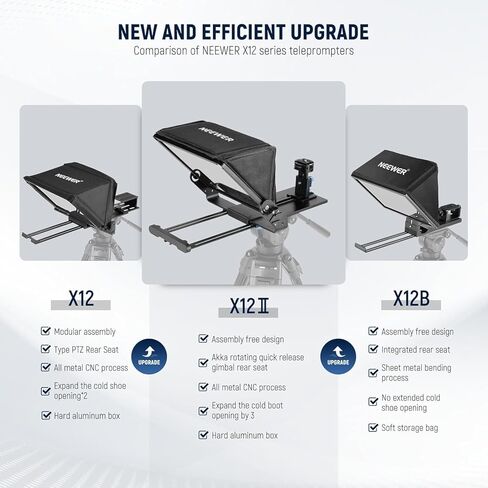 NEEWER Entry Level Version TP53 Tripod for Cell Phone & Camera + X12II Teleprompter with Arca Type Camera Mount, Metal Portable Travel Stand Compatible with iPhone for Video Recording Filming in Saudi Arabia