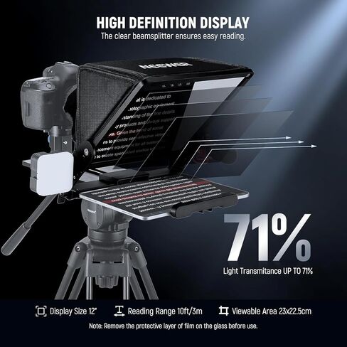 NEEWER Entry Level Version TP53 Tripod for Cell Phone & Camera + X12II Teleprompter with Arca Type Camera Mount, Metal Portable Travel Stand Compatible with iPhone for Video Recording Filming in Saudi Arabia