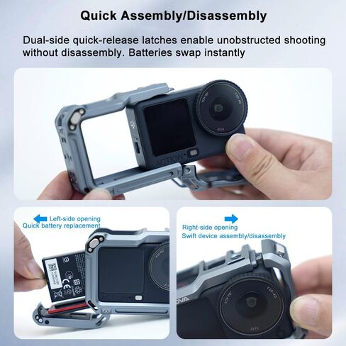 مناسبة لـ DJI Osmo Action6 حافظة واقية من الألومنيوم على شكل قفص أرنب، حامل محول توسيع الإطار المعدني متعدد الوظائف لـ DJI Osmo Action6 in Kuwait