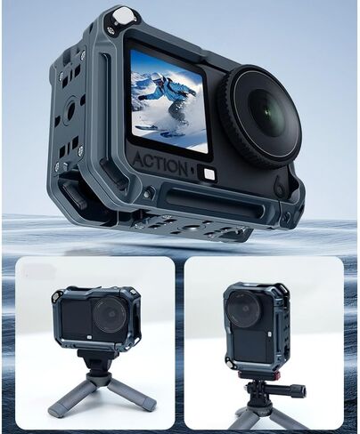 مناسبة لـ DJI Osmo Action6 حافظة واقية من الألومنيوم على شكل قفص أرنب، حامل محول توسيع الإطار المعدني متعدد الوظائف لـ DJI Osmo Action6 in Kuwait