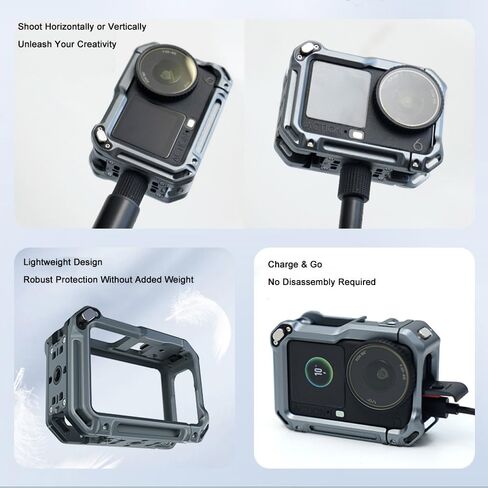 مناسبة لـ DJI Osmo Action6 حافظة واقية من الألومنيوم على شكل قفص أرنب، حامل محول توسيع الإطار المعدني متعدد الوظائف لـ DJI Osmo Action6 in Kuwait