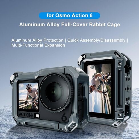 مناسبة لـ DJI Osmo Action6 حافظة واقية من الألومنيوم على شكل قفص أرنب، حامل محول توسيع الإطار المعدني متعدد الوظائف لـ DJI Osmo Action6 in Kuwait