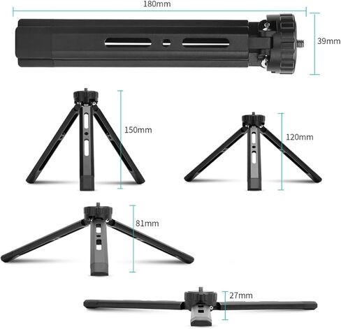 Metal Aluminum Alloy Tabletop Tripod 4-Level Adjustable Mini Camera Phone Stand for DSLR Mirrorless Cameras Portable Foldable Photography Accessory in Saudi Arabia