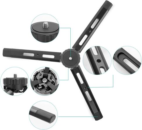 Metal Aluminum Alloy Tabletop Tripod 4-Level Adjustable Mini Camera Phone Stand for DSLR Mirrorless Cameras Portable Foldable Photography Accessory in Saudi Arabia