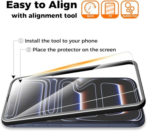 for iPhone 17 Pro Max Screen Protector 3 Pack with Easy Installation Frame, Zero Bubble, 9H Tempered Glass Anti-Scratch, Full Coverage Ultra HD Clear & Case Friendly, Perfect for Women in Saudi Arabia