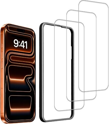 for iPhone 17 Pro Max Screen Protector 3 Pack with Easy Installation Frame, Zero Bubble, 9H Tempered Glass Anti-Scratch, Full Coverage Ultra HD Clear & Case Friendly, Perfect for Women in Saudi Arabia