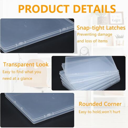 Photo Storage Box, 6 Pack Plastic Photo Organizer Box with Lids, 10.2" x 7.2" x 0.7", Clear Snap-Tight Photo Boxes for Pictures, Cards, Crafts, Files Storage in Kuwait