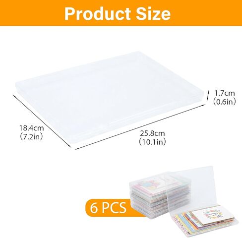 Photo Storage Box, 6 Pack Plastic Photo Organizer Box with Lids, 10.2" x 7.2" x 0.7", Clear Snap-Tight Photo Boxes for Pictures, Cards, Crafts, Files Storage in Kuwait