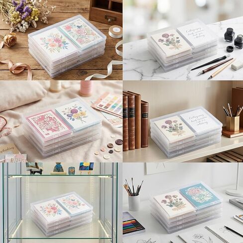 Photo Storage Box, 6 Pack Plastic Photo Organizer Box with Lids, 10.2" x 7.2" x 0.7", Clear Snap-Tight Photo Boxes for Pictures, Cards, Crafts, Files Storage in Kuwait