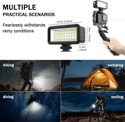 متوافق مع مصباح LED للغوص GoPro Hero 11، ضوء ملء مقاوم للماء بطول 40 مترًا متوافق مع كاميرا DJI Osmo Action 3 in Saudi Arabia