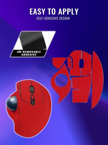 Anti-Slip Grip Tape for Logitech Ergo M575S/M575 Wireless Mouse,Ultra-Thin Sweat-Absorbing Mouse Skin Sticker Set,Washable Reusable Non-Slip Grip for Esports Gaming Control,Red Suede Texture in Saudi Arabia