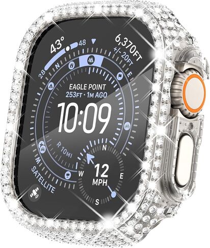 49mm Case Compatible with Apple Watch Ultra 3/2/1 Bling Crystal Diamond Protective Face Cover Bumper Protector for iWatch Accessories Women, 49mm Silver in Saudi Arabia