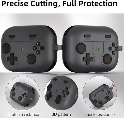 [4 in 1] SKPY Cute Case Compatible with AirPods Pro 3 with Keychain,Lanyard and Cleaning Pen Kit,Soft Silicone Cartoon Game Player Funny Design Shockproof Cover for Women Men in Saudi Arabia
