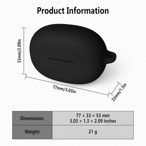 Geiomoo Silicone Case for EarFun Clip Open, Soft Flexible Scratch Resistant Protective Cover with Carabiner (Black) in Saudi Arabia