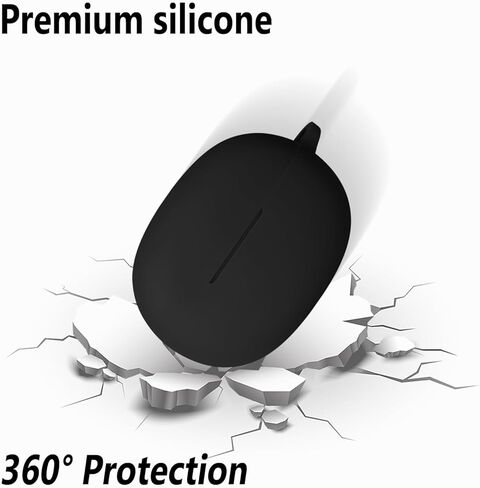 Geiomoo Silicone Case for EarFun Clip Open, Soft Flexible Scratch Resistant Protective Cover with Carabiner (Black) in Saudi Arabia
