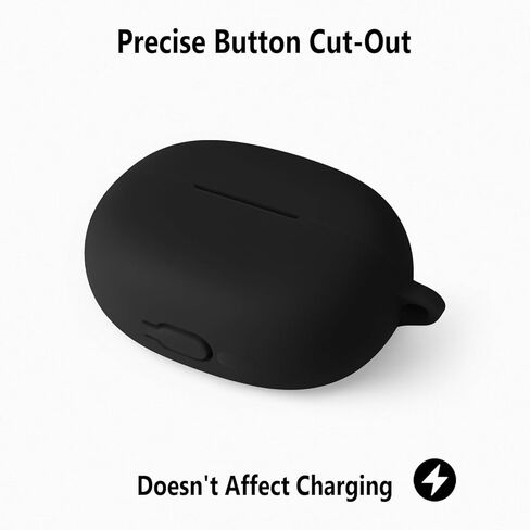Geiomoo Silicone Case for EarFun Clip Open, Soft Flexible Scratch Resistant Protective Cover with Carabiner (Black) in Saudi Arabia