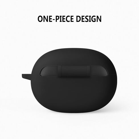 Geiomoo Silicone Case for EarFun Clip Open, Soft Flexible Scratch Resistant Protective Cover with Carabiner (Black) in Saudi Arabia