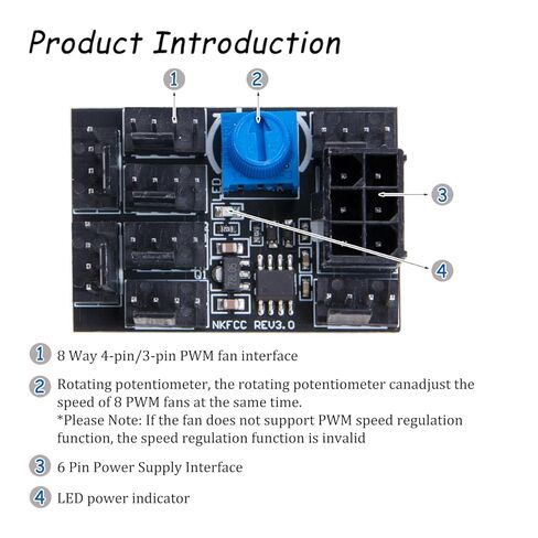 KOOBOOK 2Pcs High-Efficiency PWM PC Fan Hub 6Pin 4Pin Computer Case Fan Speed Controller Voltage Regulator DC12V 17A for Enhanced Chassis Cooling in Saudi Arabia