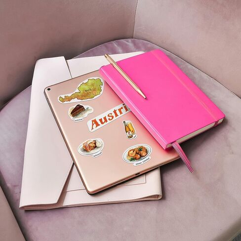 Navy Peony Classical Austria Statement Stickers - Hand-Illustrated Watercolor, Glossy, Waterproof - for Luggage, Laptops, Water Bottles (31 Pcs) in Saudi Arabia