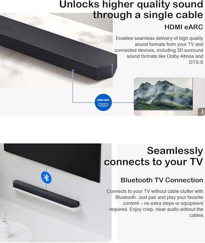 Samsung 3.1.2ch Soundbar, HW-Q600F, with Wireless Subwoofer, Dolby Audio/DTS Virtual:X, Q-Symphony & Game Pro Mode for Immersive TV, Movie, and Gaming Audio in Saudi Arabia