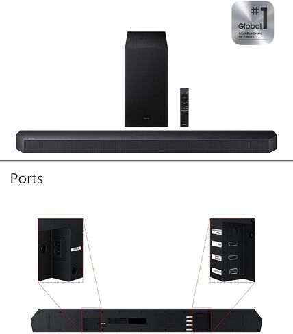 Samsung 3.1.2ch Soundbar, HW-Q600F, with Wireless Subwoofer, Dolby Audio/DTS Virtual:X, Q-Symphony & Game Pro Mode for Immersive TV, Movie, and Gaming Audio in Saudi Arabia