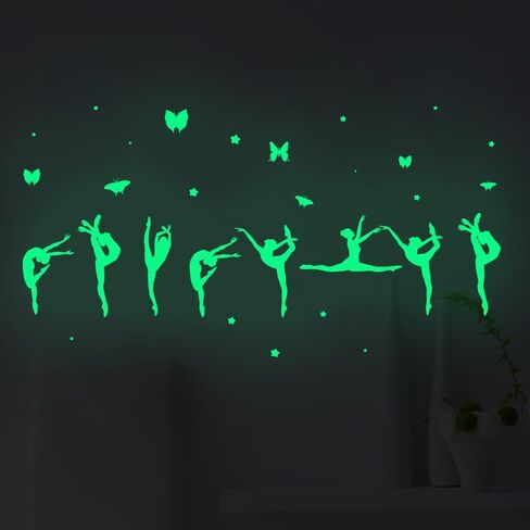 Glow in The Dark Ballet Stickers for Wall Decals,8pcs PET Lovely Ballerina Wall Stickers for Kids, Dancer Stickers Gifts for Girls, Dance Gifts for Water Bottle for Girls in Saudi Arabia