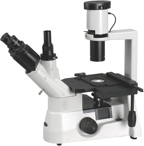 AmScope IN300TA مجهر ثلاثي العينيات مقلوب لمسافة عمل طويلة، 40x-600x، عدسات WH10x وWH15x، أهداف تباين الطور، إضاءة هالوجين، مكثف NA Abbe 0.3، مرحلة ميكانيكية، 110 فولت in Saudi Arabia