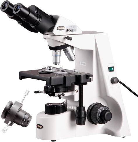 AmScope B690C-DK Siedentopf Binocular Compound Microscope, 40X-2500X Magnification, WH10x and WH25x Super-Widefield Eyepieces, Infinity Objectives, Brightfield/Darkfield (BF/DF), Kohler Condenser, Double-Layer Mechanical Stage in Saudi Arabia