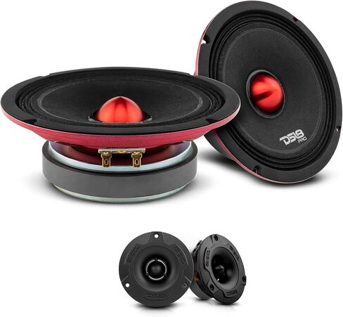 DS18 Premium Car Audio Bundle Mid and High - 2X 6.5 Slim Midrange Shallow Bullet Loudspeaker 500 Watts Peak and 2X 3 Aluminum Super Bullet Tweeter 240 Watts Peak - 4 Speakers in Saudi Arabia