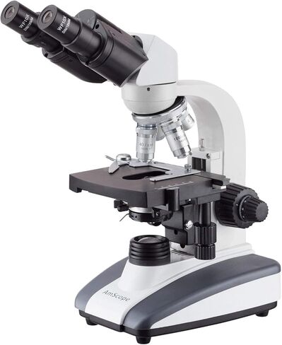 AmScope B360A-LED Binocular Compound Microscope, 40X-1600X Magnification, Brightfield, LED Illumination, Abbe Condenser, Double-Layer Mechanical Stage in Saudi Arabia
