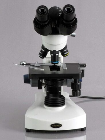 AmScope B340B-DK-LED Siedentopf Binocular Compound Microscope, 40X-2000X Magnification, Darkfield, LED Illumination, Abbe Condenser, Double-Layer Mechanical Stage in Saudi Arabia