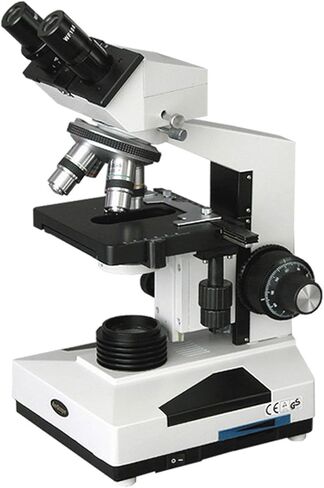 AmScope B400B-LED Compound Binocular Microscope, WF10x and WF20x Eyepieces, 40X-2000X Magnification, Brightfield, LED Illumination, Abbe Condenser, Double-Layer Mechanical Stage, Sliding Head, High-Resolution Optics in Saudi Arabia